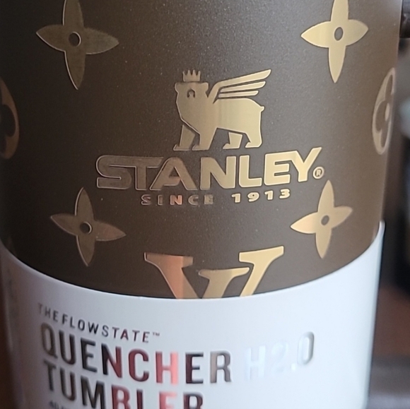 Custom Print Stanley Dark Brown Tumbler with Gold Patterns - Picture 2 of 2